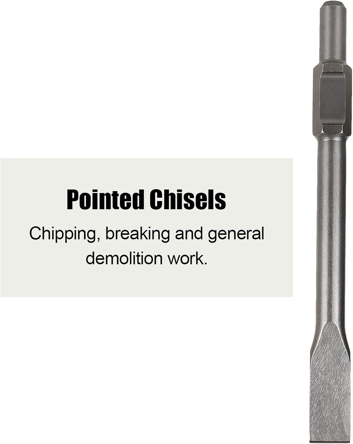 Jack Hammer Drill Bit Set 12 inch Demolition Hammer Drill Flat Tip and Bull Point Chisels for Demolition and Concrete Breaker Pack of 2