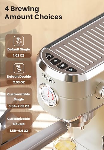 Gevi Espresso Expresso Machine 20 Bar with Auto Milk Frother, Professional Espresso Maker with Steam Wand, Compact Stainless Steel Cappuccino & Latte Machine, Gift for Coffee Lover, Home Baristas