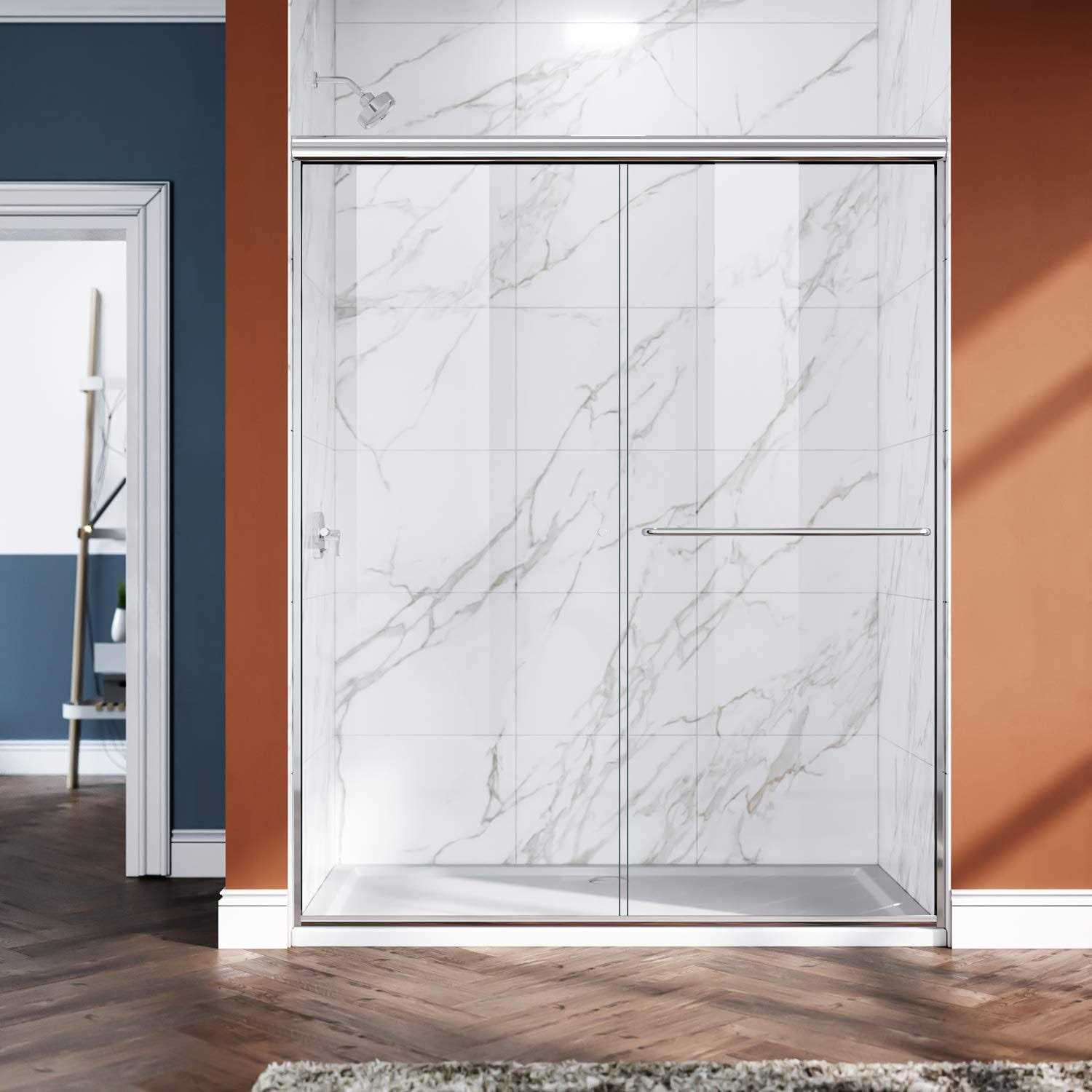 ELEGANT Shower Doors 46.5-48 W x 72 in. H Semi-Frameless Bypass Sliding Shower Door - Shop Hardware Tools Online Store