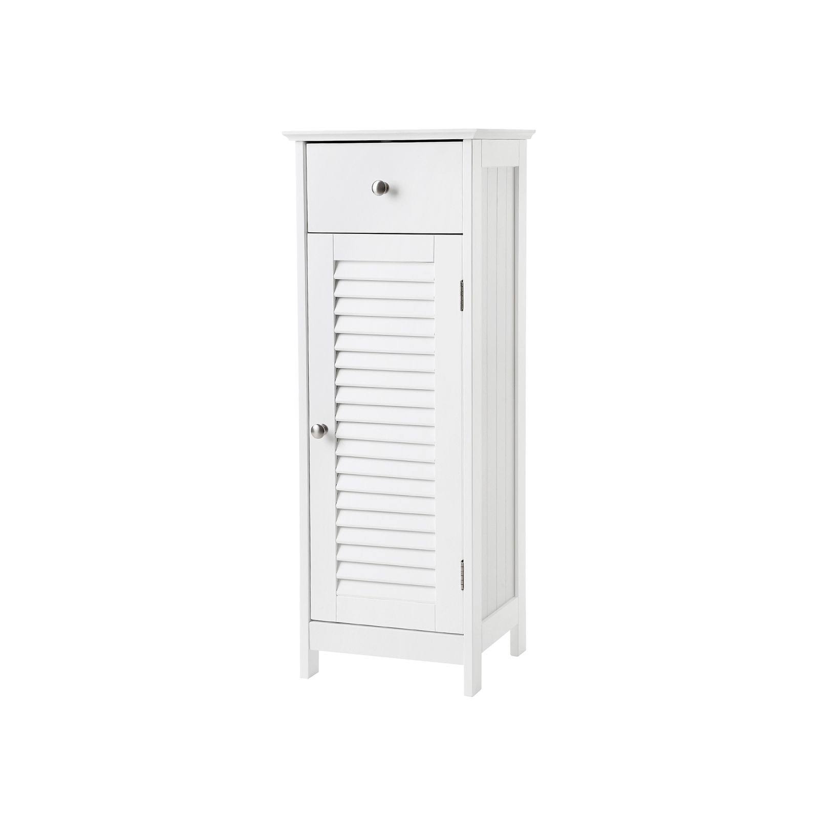 VASAGLE Bathroom Floor Cabinet Storage Organizer Set with Drawer and Single Shutter Door Wooden White
