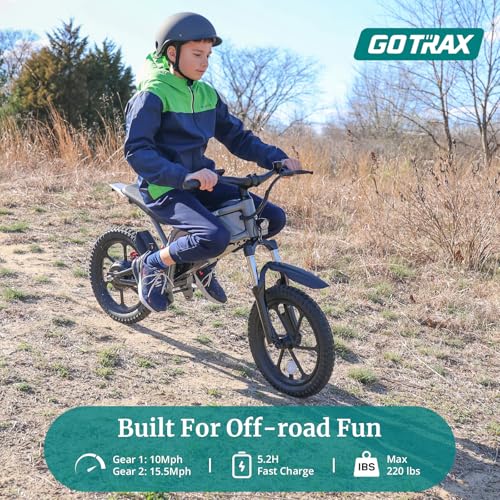 Gotrax Astra Electric Dirt Bike, 16" Pneumatic Tires, Max 16 Mile and 15.5Mph Speed Power by 300W Brushless Motor, Dual Suspension & Disc Brake, Electric Dirt Motorcycle for 8+ Years Old, Black