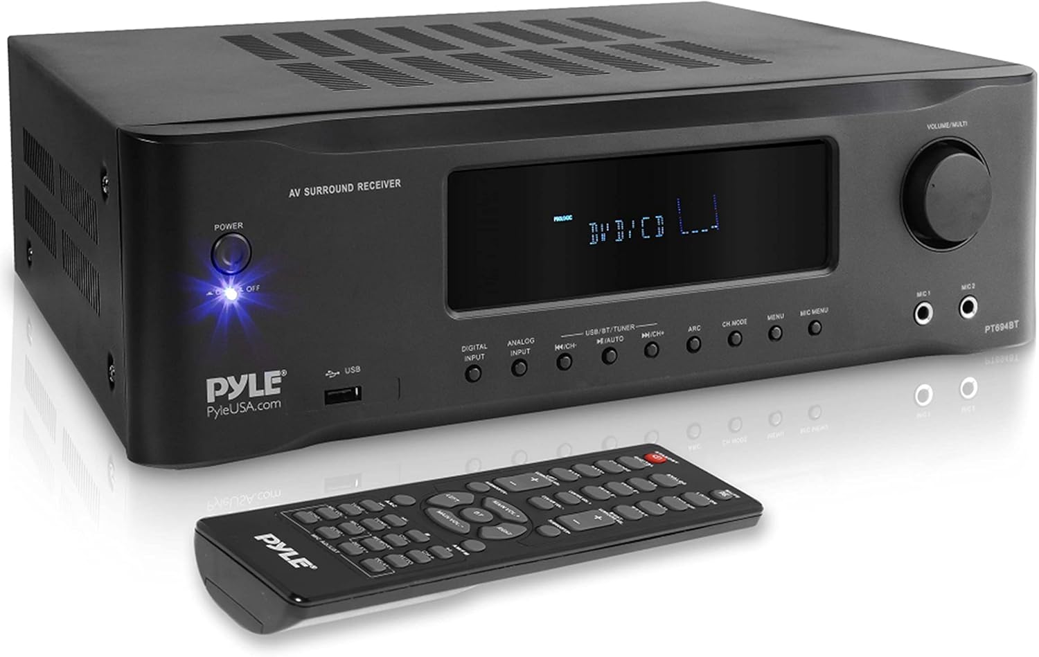 5.2-Channel Hi-Fi Bluetooth Stereo Amplifier - 1000 Watt AV Home Speaker Subwoofer Sound Receiver with Radio, USB, RCA, HDMI, Mic In, Wireless Streaming, Supports 4K UHD TV, 3D, Blu-Ray - Pyle PT694BT
