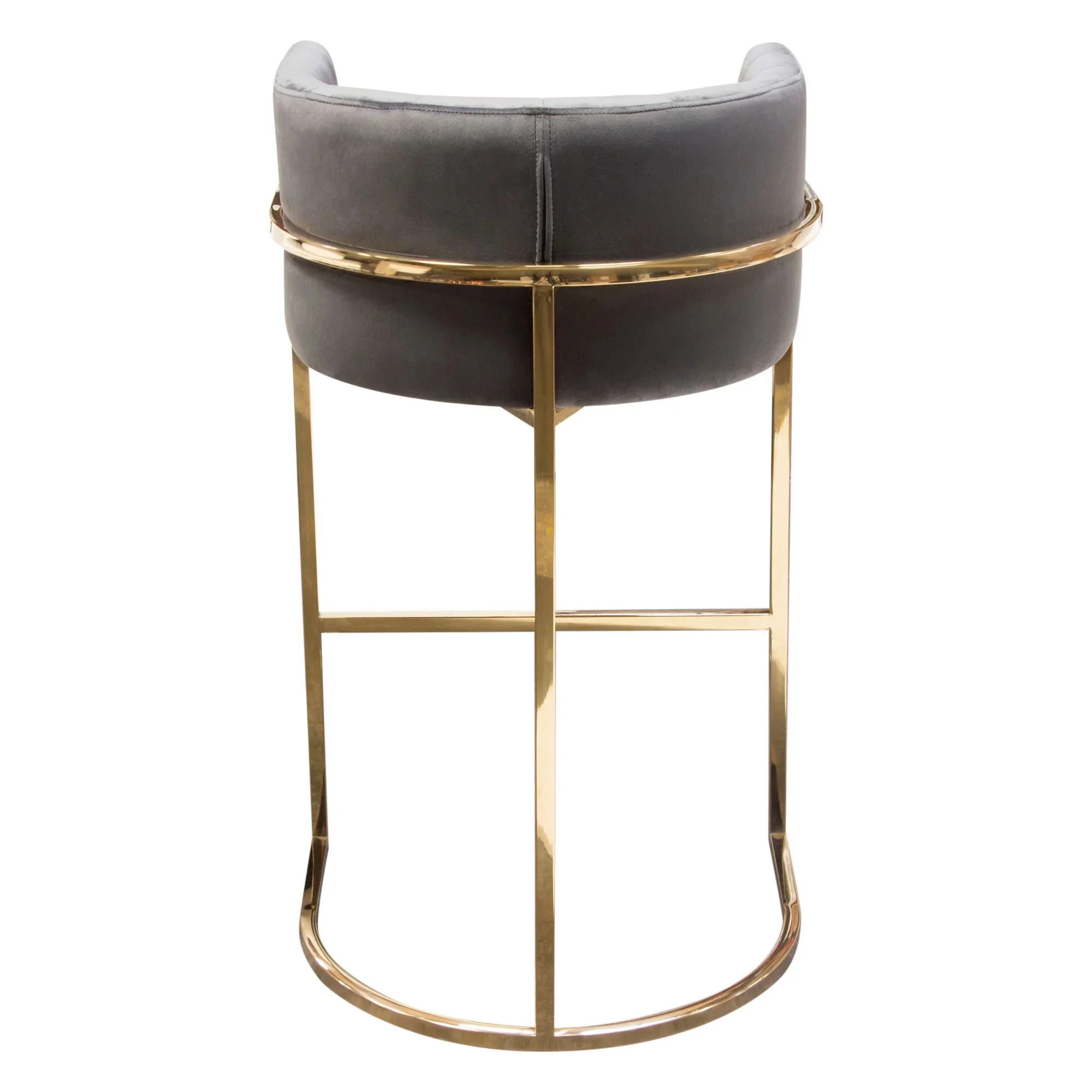 Diamond Sofa PANDORABCGR1PK Pandora Bar Height Chair with Polished Gold Frame, Grey Velvet