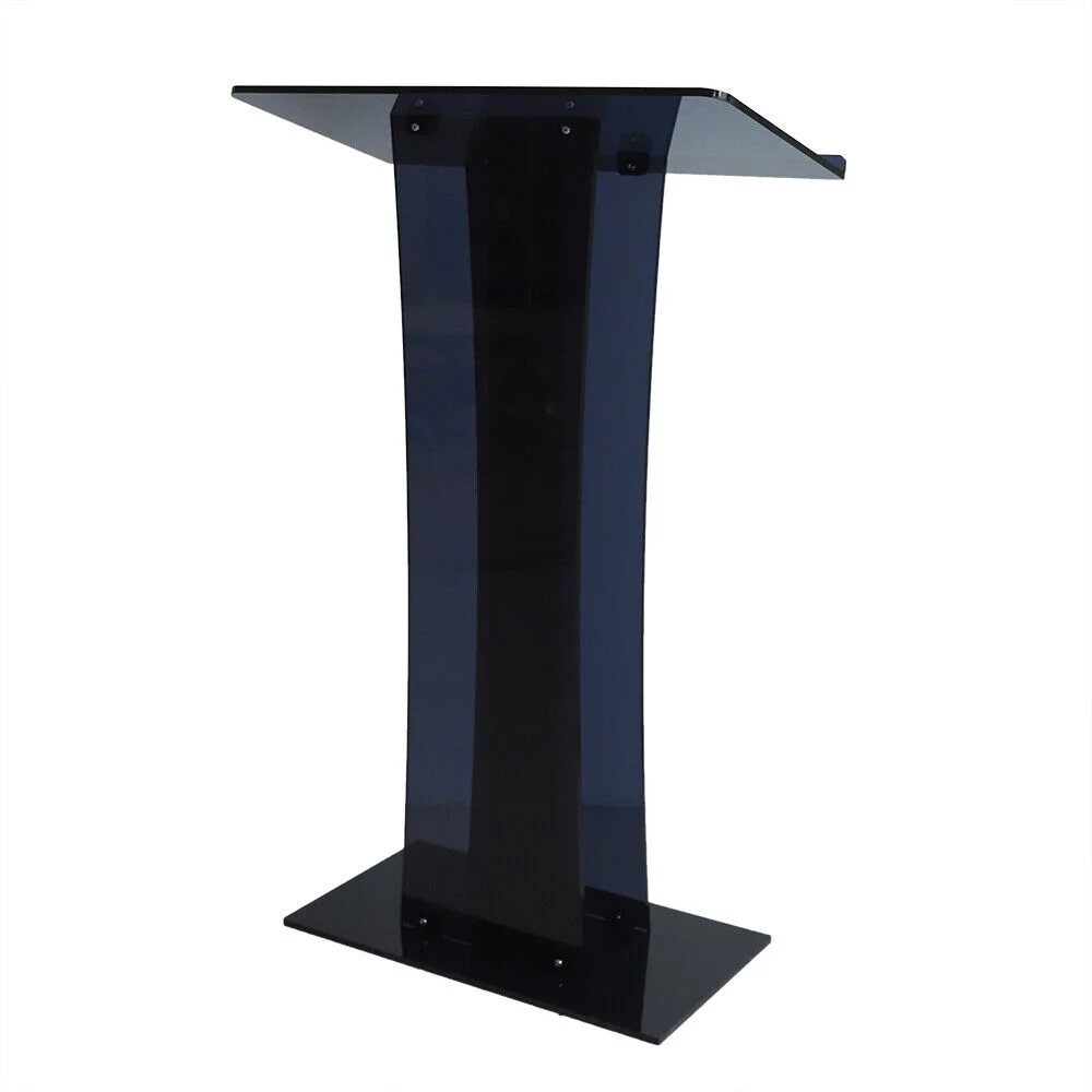 ZhdnBhnos Black Acrylic Podium Podium Stand Clear Podium Lectern Plexiglass Pulpit Presentation Table Reception Stand For Conference School Church