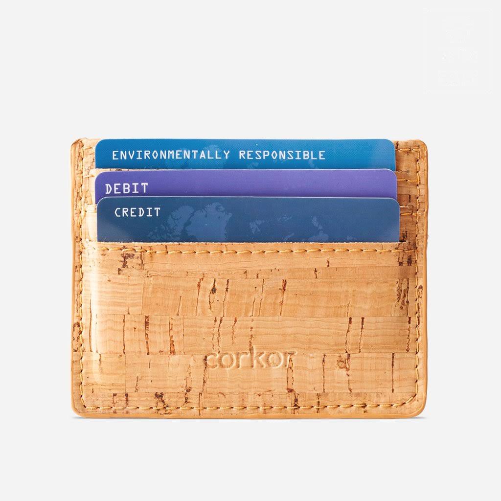 Corkor Vegan Cork Card Case Wallet, Black