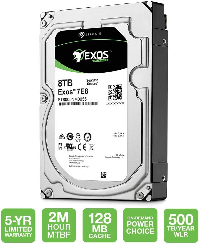 Seagate 8TB Enterprise Capacity 3.5 HDD 7200RPM SATA 6Gbps 256 MB Cache Internal Bare Drive (ST8000NM0055)