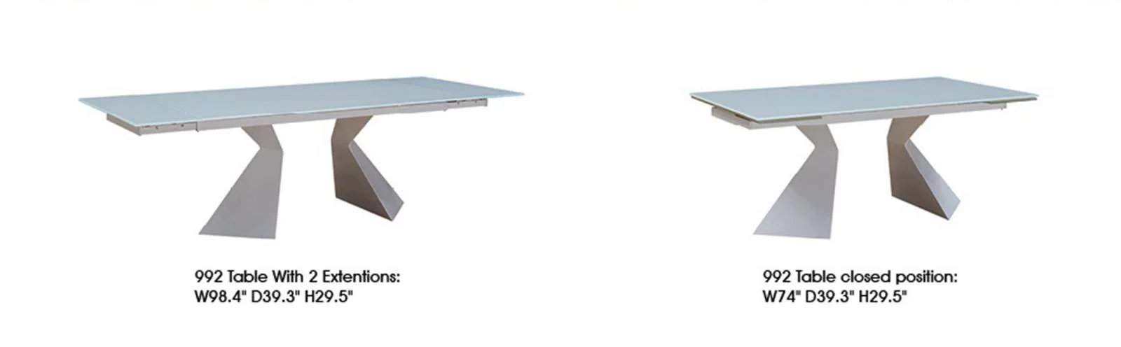 White Extendable Glass Dining Table Contemporary Modern Made In Italy ESF 992 DT