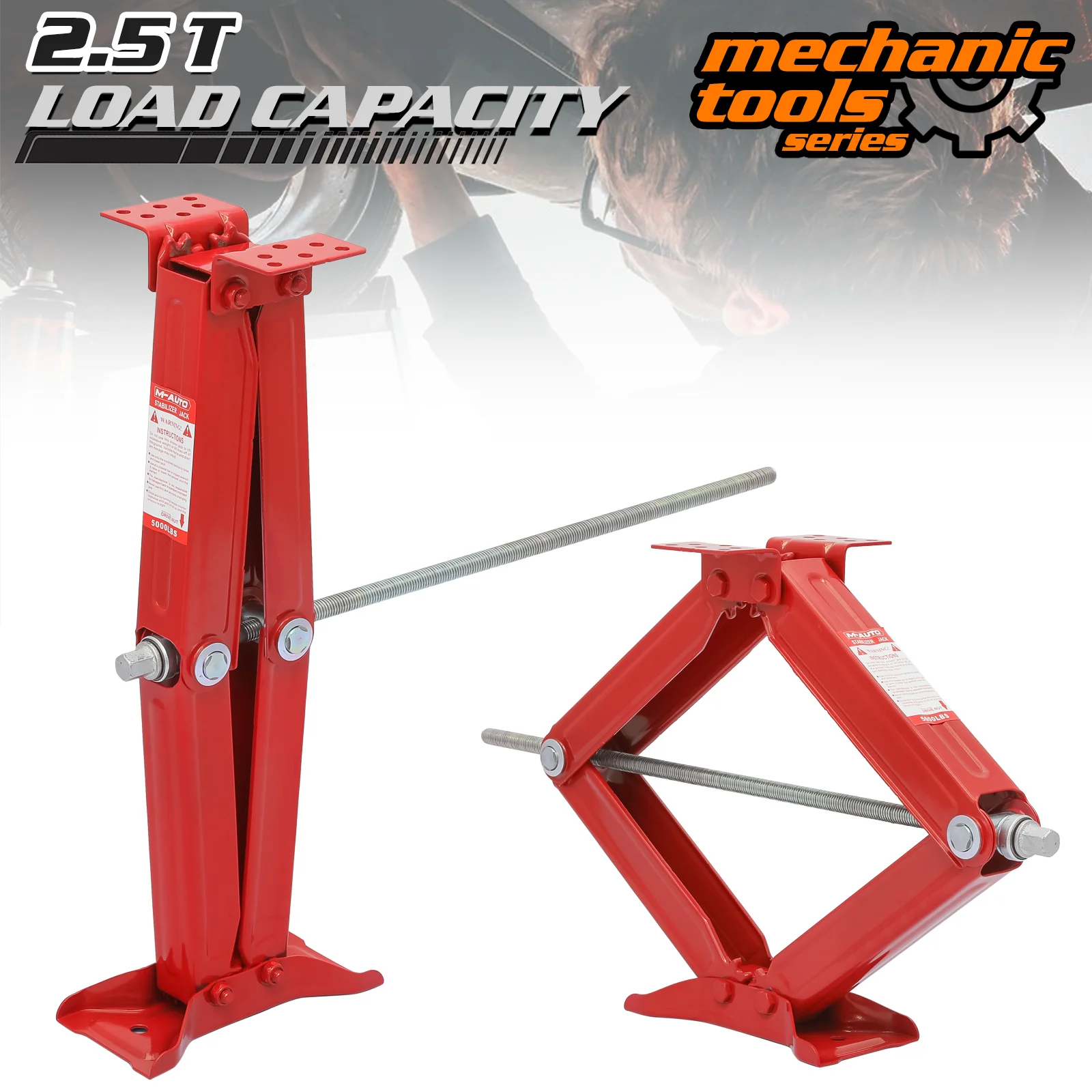 M-AUTO Set of 4 Scissor Jack, 2.5 Ton 5000lbs Heavy Duty Car Jack Tire Repair Tools Kit, RV Trailer Stabilizer Leveling Scissor Jacks with Handle, Red - Curated Treasures Market