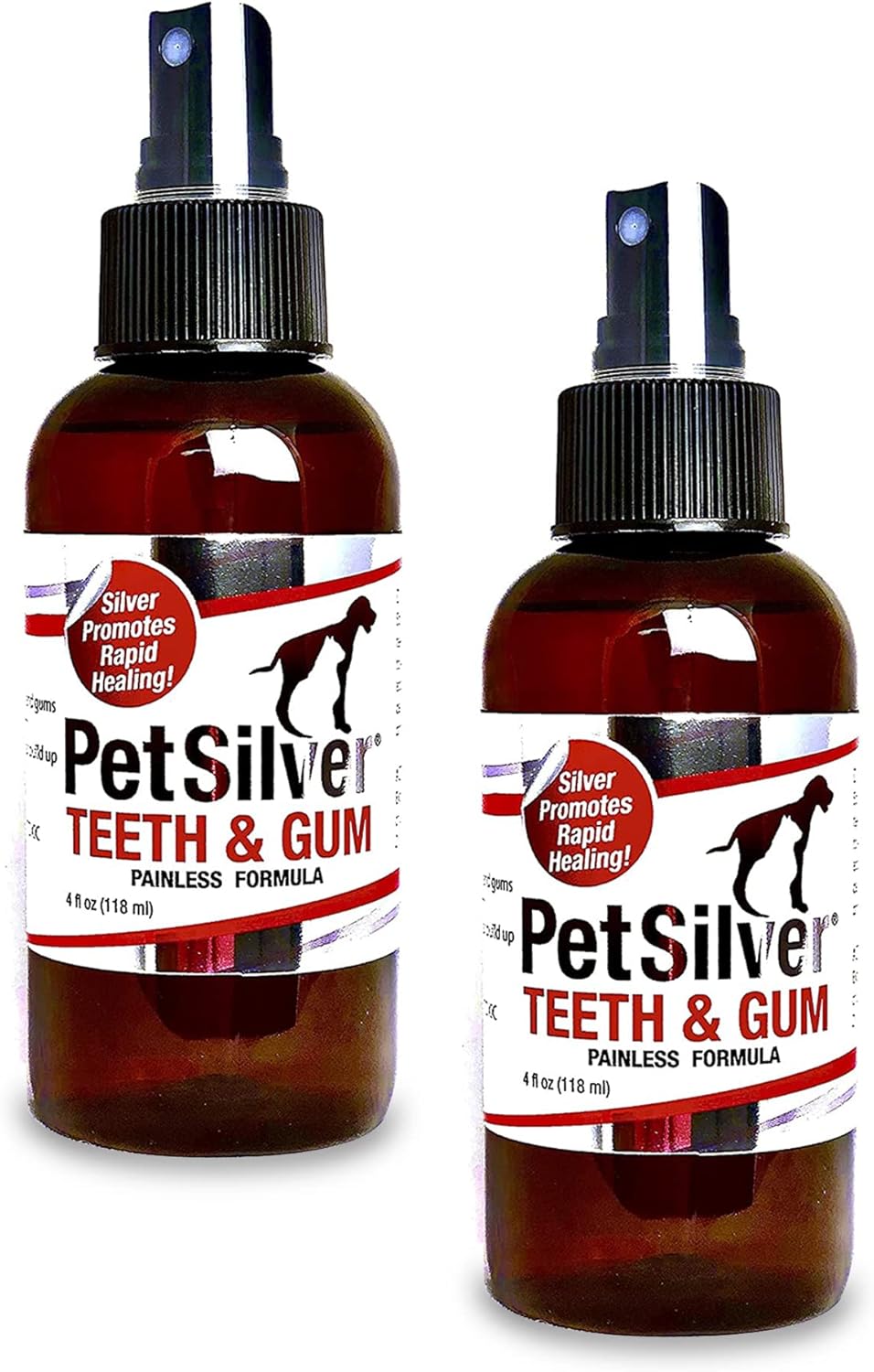 PetSilver Teeth & Gum Spray for Dogs and Cats with Chelated Silver, Made in USA, Vet Formulated, Natural Dental Care Solution, Control Tarter and Plaque, Clean Teeth Without Brushing, 2 Pack Pack of 2