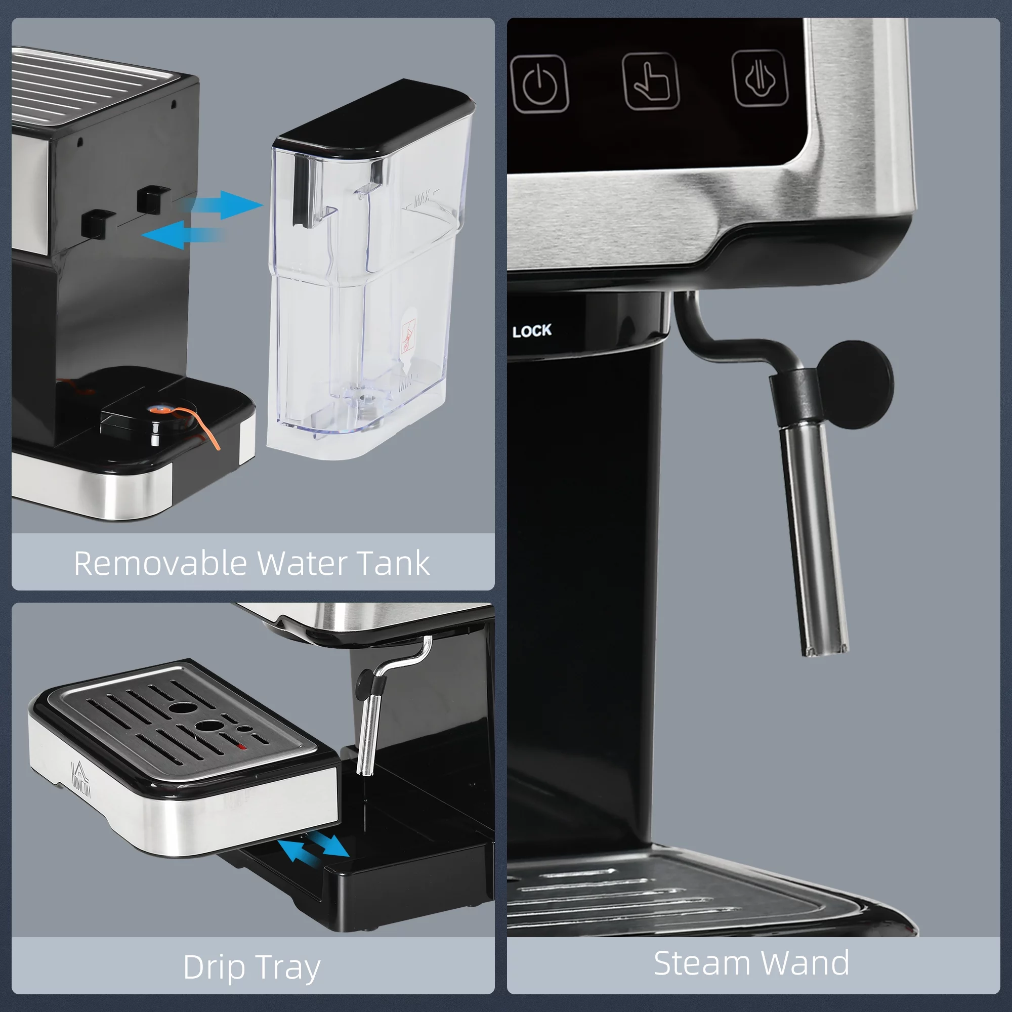 Espresso Coffee Maker Machine 15-Bar Frother Latte Cappuccino