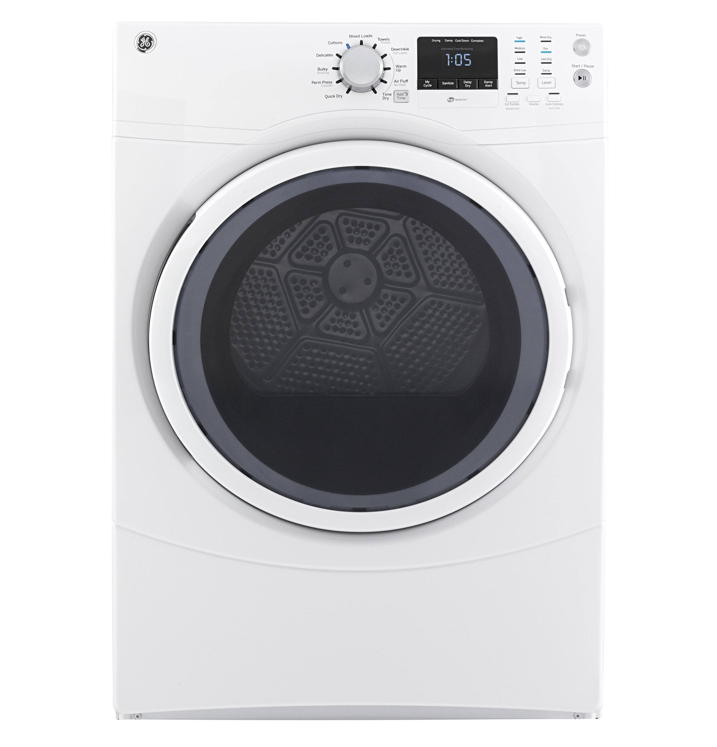 GE GFDN160EJWW 7.5 Cu. ft. White Electric Dryer