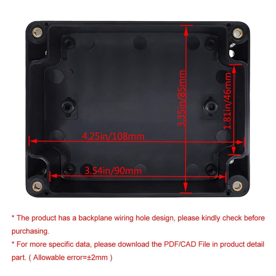 LeMotech ABS Plastic Electrical Project Case Power Junction Box, Project Box Black 10.4" x 7.2" x 3.7" (263 x 182 x 95 mm)(Pack of 1)