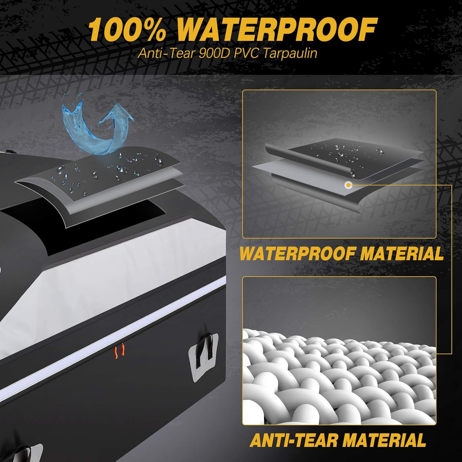 AURELIO TECH 20 Cubic Feet Car Rooftop Cargo Carrier Bag, 100% Waterproof, Anti-Tear 900D PVC Tarpaulin Roof Top Carrier, with Anti-Slip Mat, 6 Door Hooks, Suitable for All Vehicle with/Without Rack