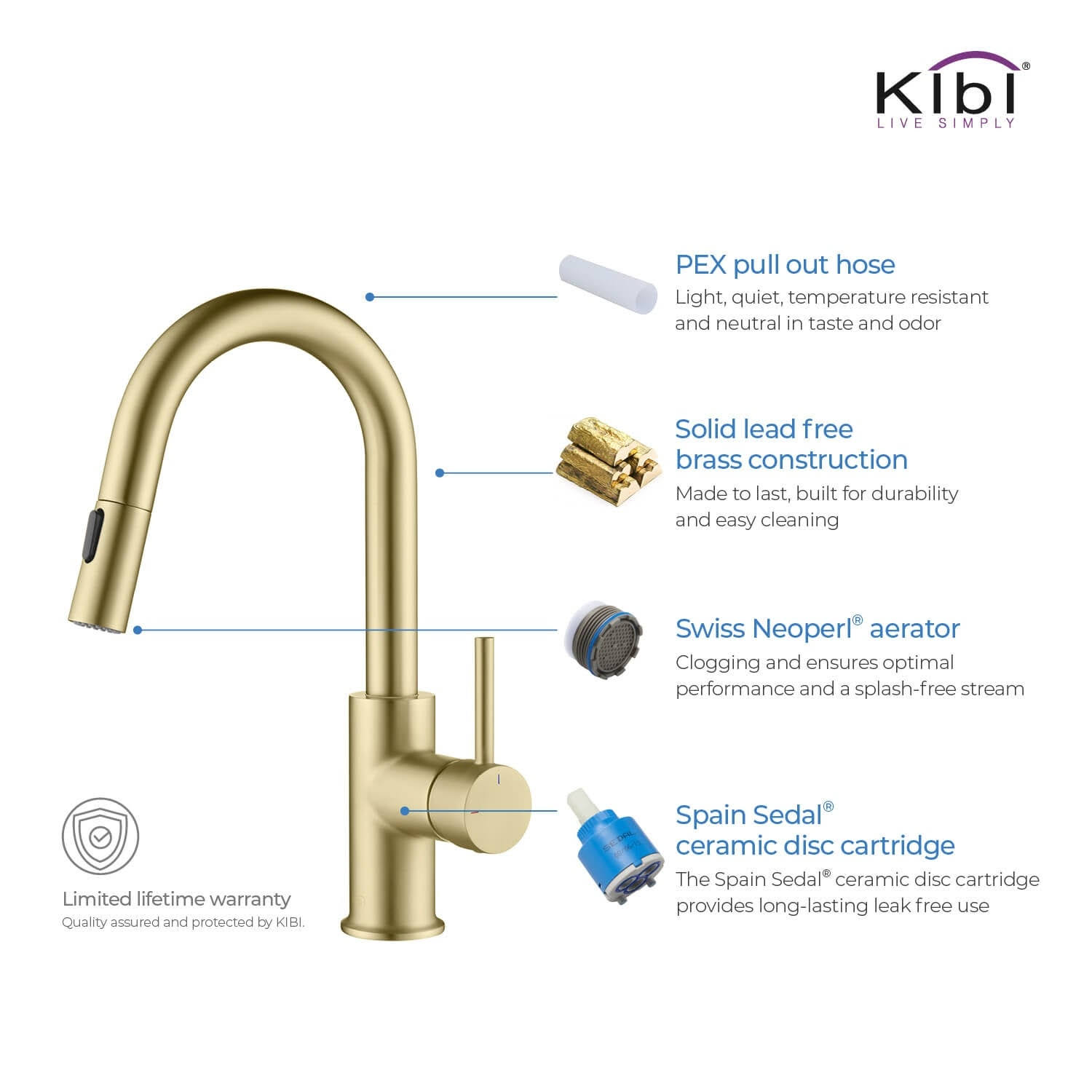 KIBI Single-Hole Pull-Down Nickel Kitchen Faucet with Sprayer and Magnetic Docking