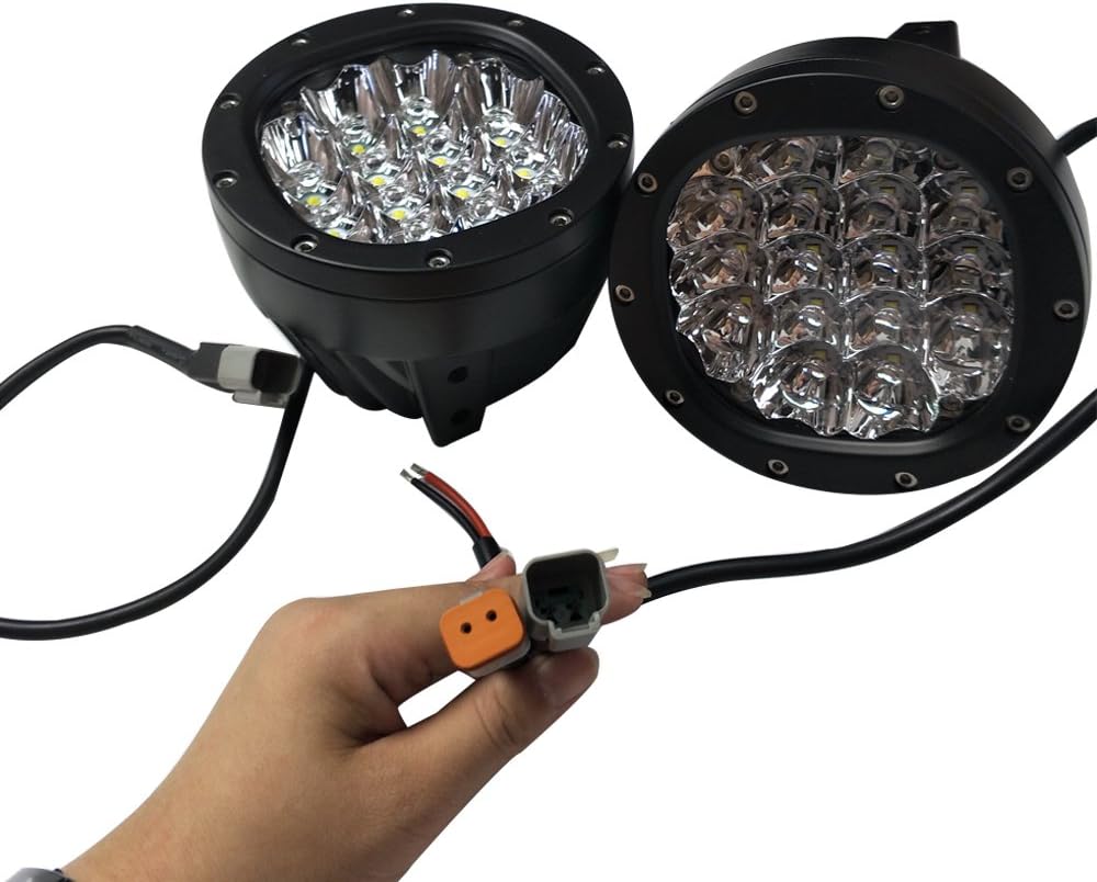 1Pair 5 Inch Round Led Driving Light 80W 8000LM Front Bumper Grille Guards Spotlights for Offroad Jeep Wrangler JK TJ YJ Ford Toyota Pickup 4WD 4X4 ATV SUV Boat Truck Bulldozer Excavator Forklift