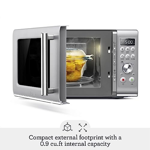 Breville BMO650SIL the Compact Wave Soft Close Countertop Microwave Oven, Silver