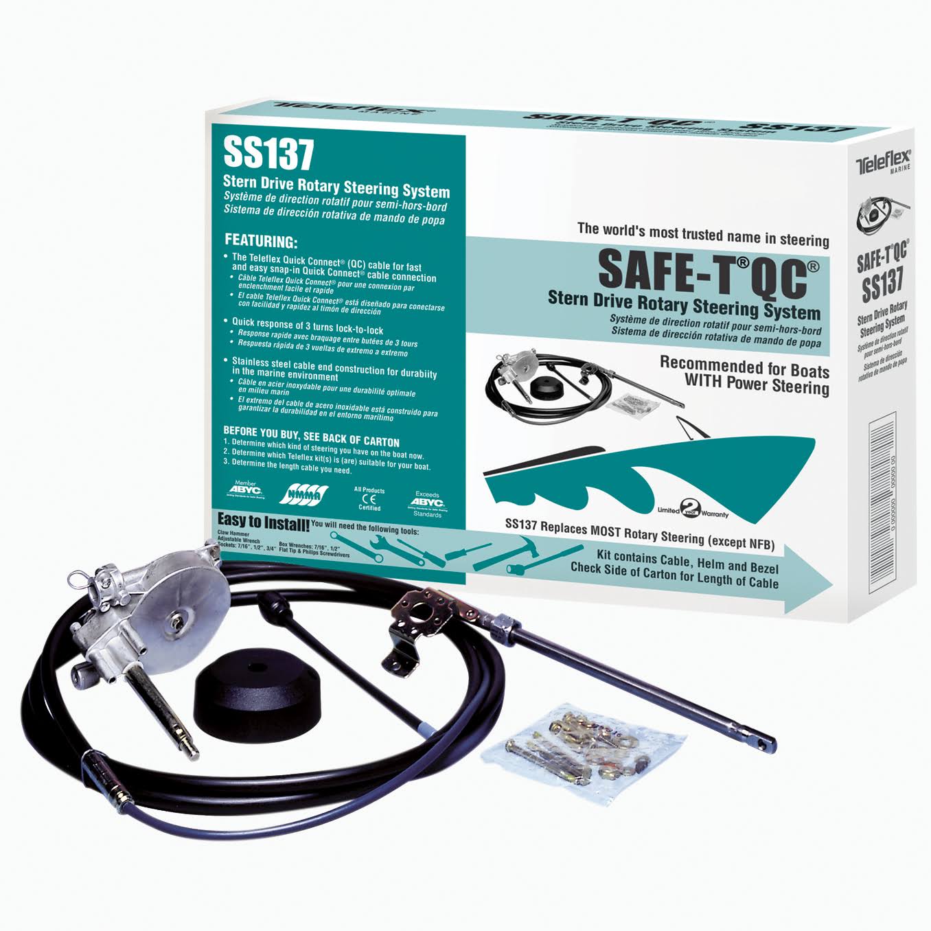 Seastar SS13712 Safe-T Quick Connect Rotary Steering System 12 Feet