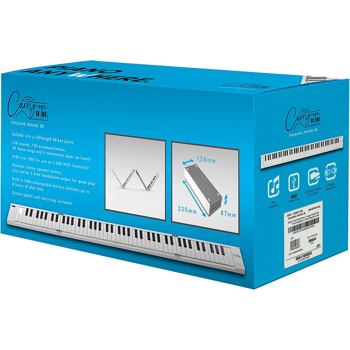 Carry-On 88-Key Folding Piano and Midi Controller