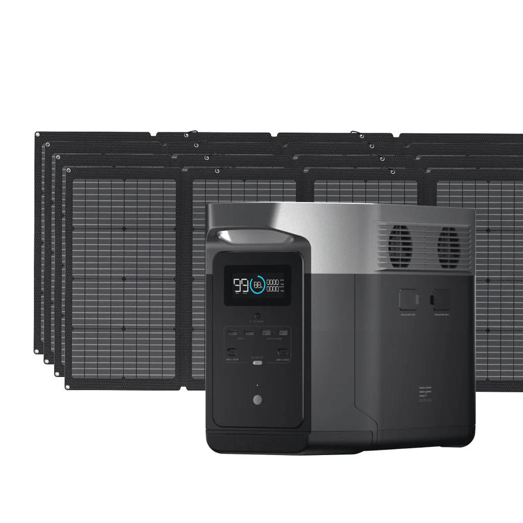 EcoFlow Package - DELTA Max 1600 Portable Power Station (1612Wh) and 4 x Bifacial Portable Solar Panel (220W)