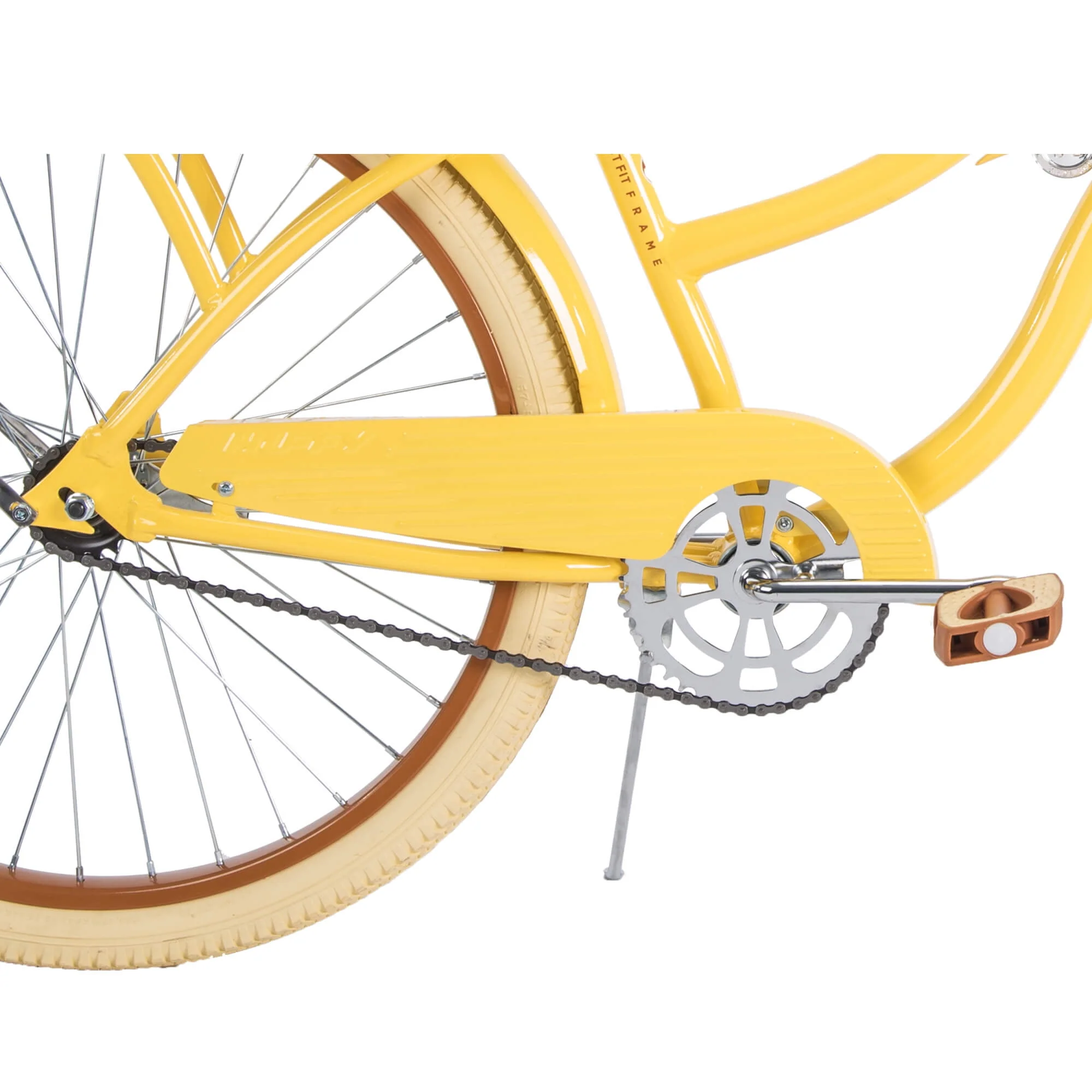 Huffy, Nel Lusso Classic Cruiser Bike with Perfect Fit Frame, Women's, Yellow, 26 Inch
