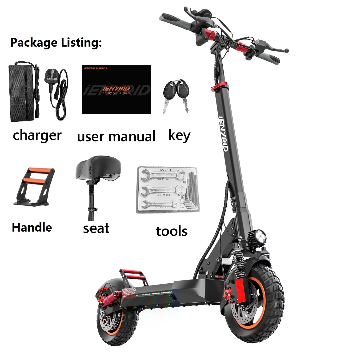 IENYRID Electric Scooter with Seat, 10" Pneumatic Tires, Max 22-31 Mile Long Range and 28Mph Power by 600W Motor, Foldable Escooter for Adult Teens