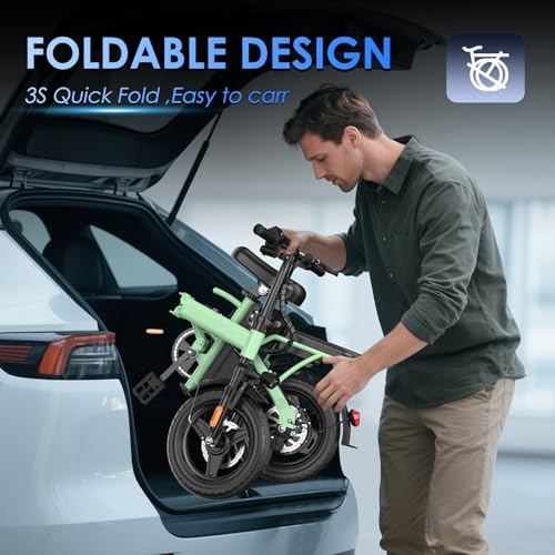 E14 Electric Bike for Adults 500W Motor, Folding Ebike 14" Adults Electric Bicycles, 48V 13Ah Removable Battery UL 2849 Certified, 25 Miles PAS Range
