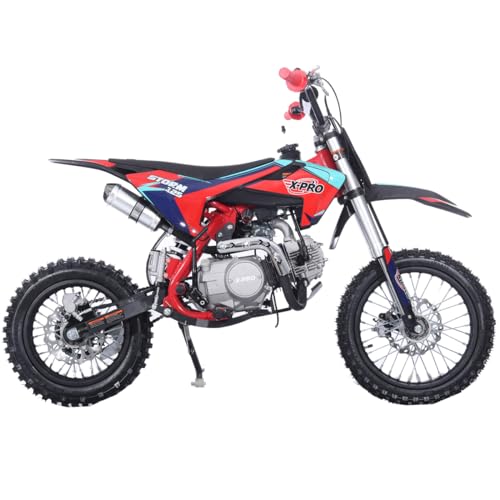 X-PRO 125cc Kids Dirt Bike Pit Bike Youth Dirt Pit Bike with 4-Speed Semi-Automatic Transmission, Big 14"/12" Tires!