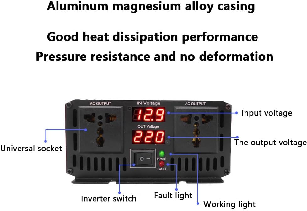 Inverter 5500w, Pure Sine Wave Power Inverter, Dc 12v/24v/48v/60v/72v to 110v/220v Ac Converter, Dual Digital Display and Dual Sockets, Suitable for Rv, and Outdoor Emergency,48V-5500W-110V