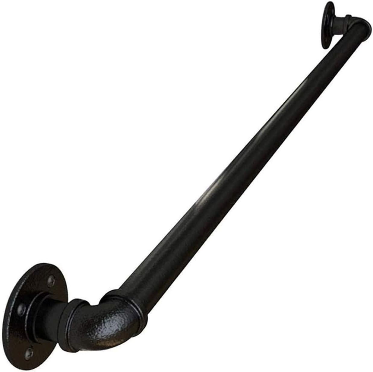KaBenGo Hand Railings for Stairs Metal Pipe Staircase Handrail Wall Mount Decoration Rail for Outdoor & Indoor Steps Baluster Complete Kit/Easy to Install Banister (Satin Black) (3ft), 3 Feet