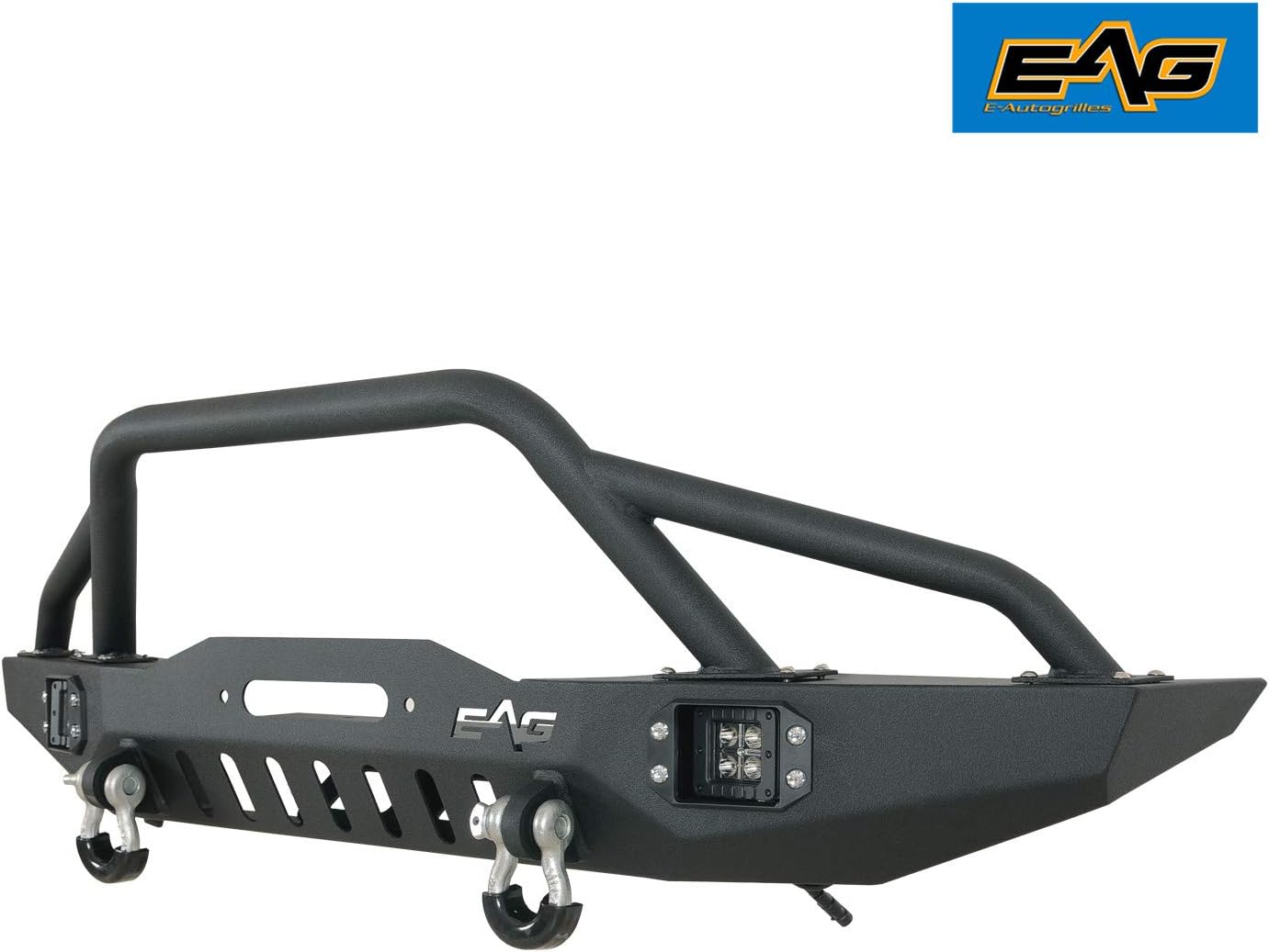 EAG Steel LED Front and Rear Bumper with Tire Carrier Fit for 84-01 Cherokee XJ