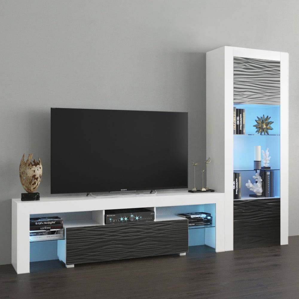 Milano Set 160-BK Modern Wall Unit Entertainment Center - Black