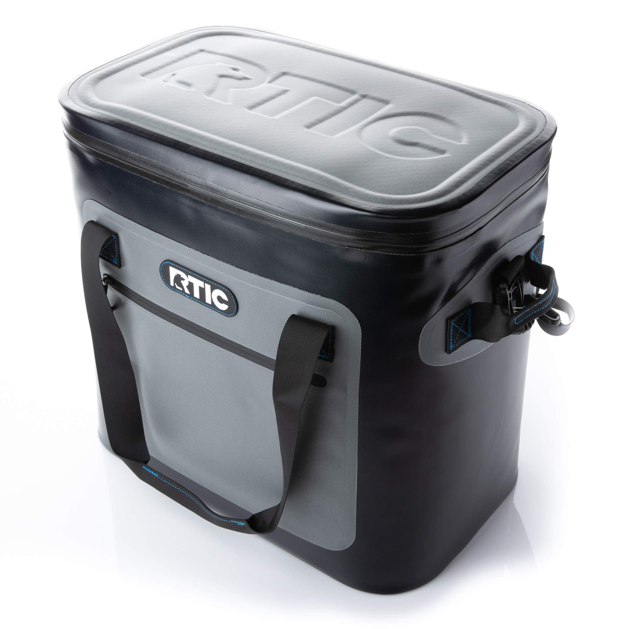 RTIC Soft Cooler 40 Can, Insulated Bag Portable Ice Chest Box for Lunch, Beach, Drink, Beverage, Travel, Camping, Picnic, Car, Trips, Floating Cooler Leak-Proof with Zipper, Blue / Grey