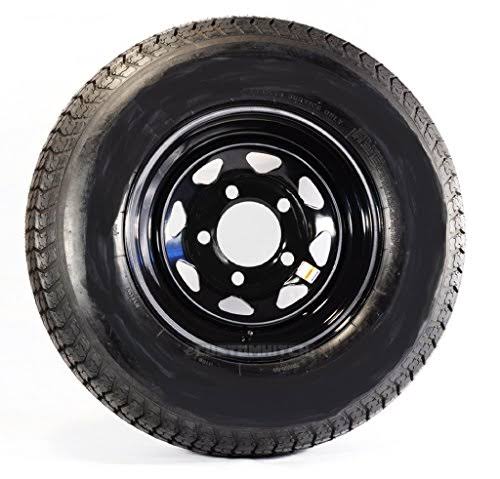 Ecustomrim Radial Trailer Tire on Rim St205/75r15 Load C 5 Lug Black Spoke