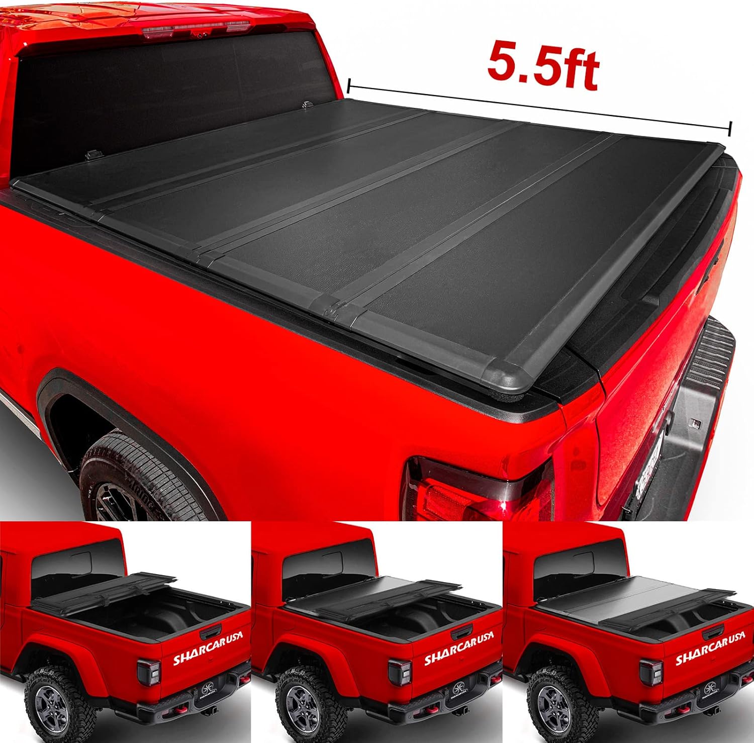 SHARCAR USA Hard Quad-Fold Truck Bed Tonneau Cover | SC-012Q | Fits 2015-2022 Ford F-150 5.5'/67.1" Bed