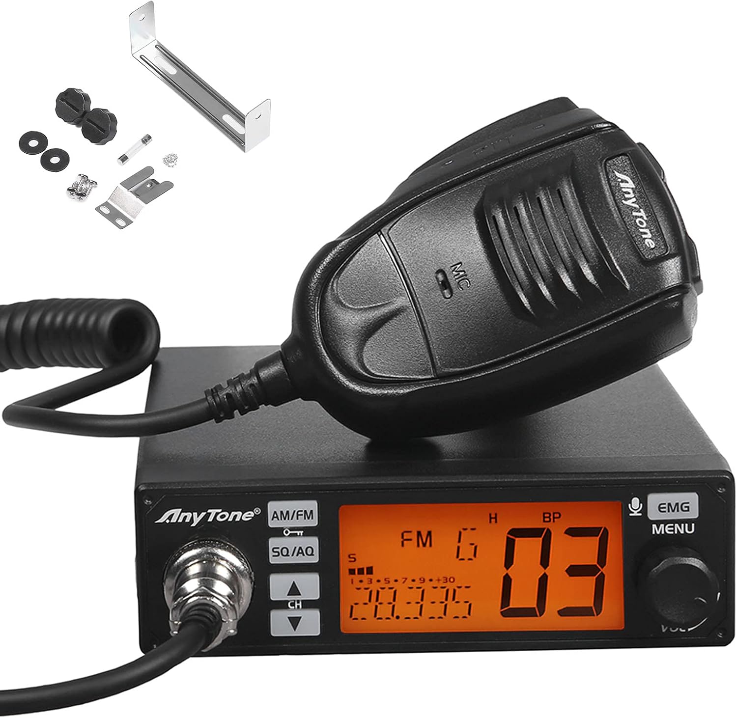 AnyTone AT-500M 10 Meter (28-29.7MHz) Ham Radio for Truck, 12/24V Amateur Mobile Transceiver, Two Way Radios with AM/FM/PA Mode, Emergency Channels, High Power Output AM 7W, FM 15W Pack of 2