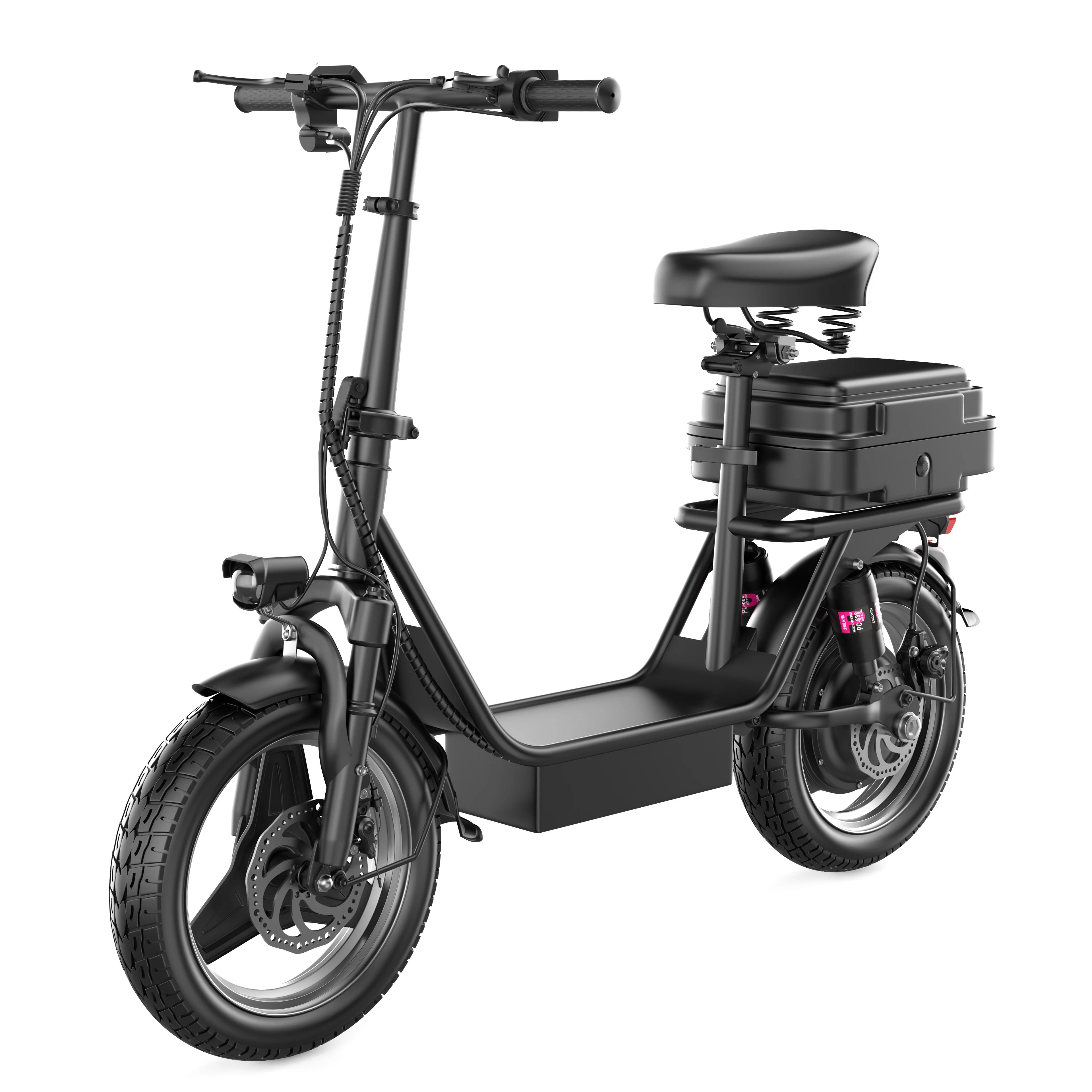 ASKGO Electric Scooter Adults, 14" Tires, 20MPH 25Miles Long Range Electric Scooter with Seat & Basket,36V 13AH Li-on Commute Escooter for Adults, Dual Shock Absorbers, Dual Disc Brakes