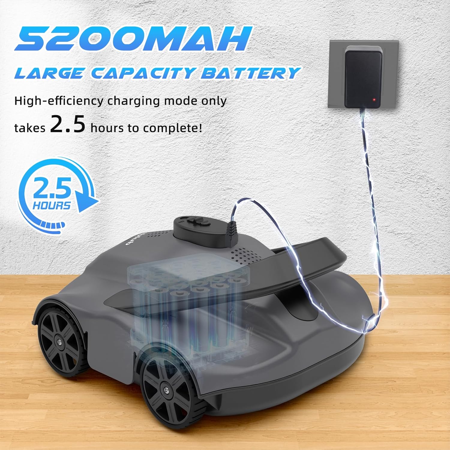 Pool Vacuum for Above Ground Pool - Cordless Design, Dual Powerful Suction Ports, 130 Mins Lasting, 1076 Sq.Ft Coverage, Automatic Cleaning & Parking, Seblub Robotic Pool Cleaner for Inground Pools
