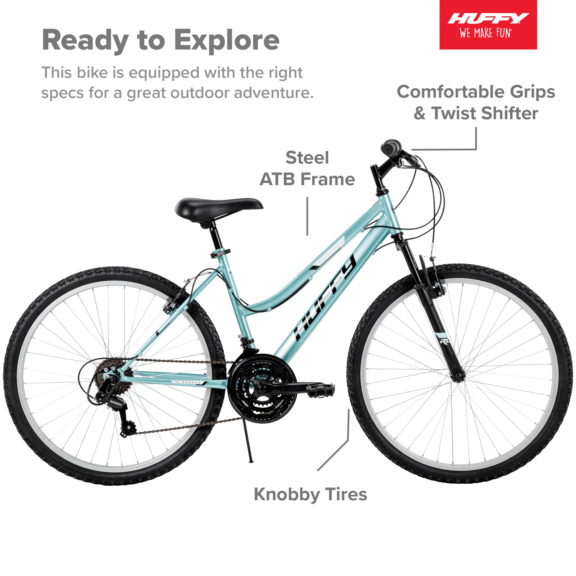 Huffy 26” Rock Creek Women's 18-Speed Mountain Bike, Mint