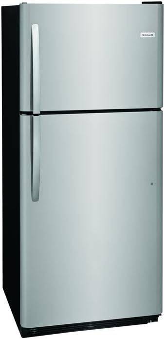 Frigidaire FFTR2021TS 30" Top Freezer Refrigerator with 20.4 cu. ft. Total Capacity 2 Full Width Glass Refrigerator Shelves 1 Full Width Wire Freezer Shelf Reversible Door and 2 Crisper Drawers in Stainless Steel
