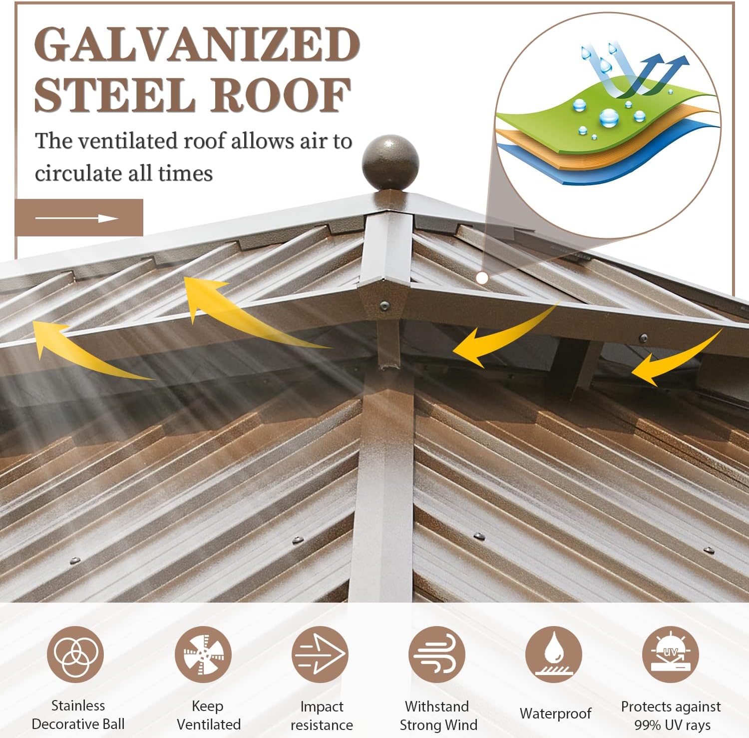 EROMMY Hardtop Gazebo Galvanized Steel Outdoor Gazebo Canopy Double Vented Roof Pergolas Aluminum Frame with Netting and Curtains for Garden,Patio,Lawns,Parties (10'x 13')