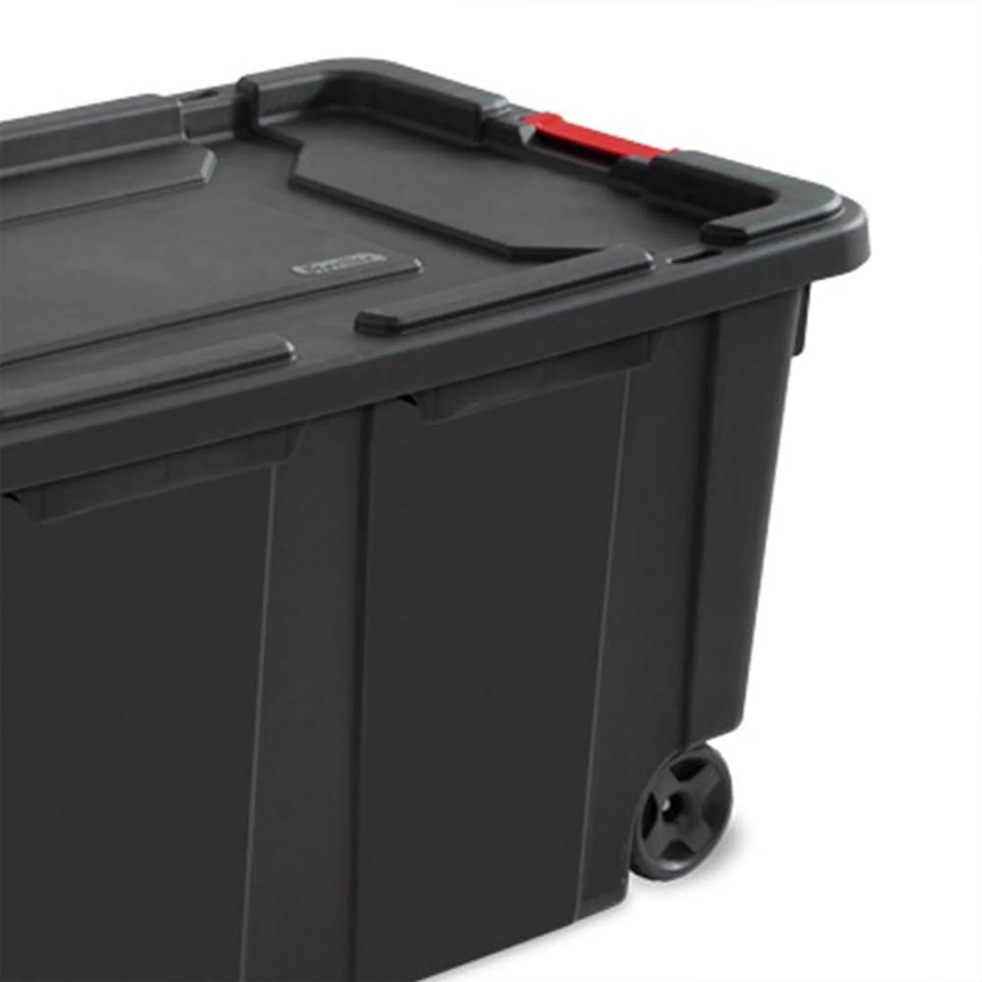 Sterilite Durable 40 Gallon Wheeled Industrial Storage Tote, Black (8 Pack)