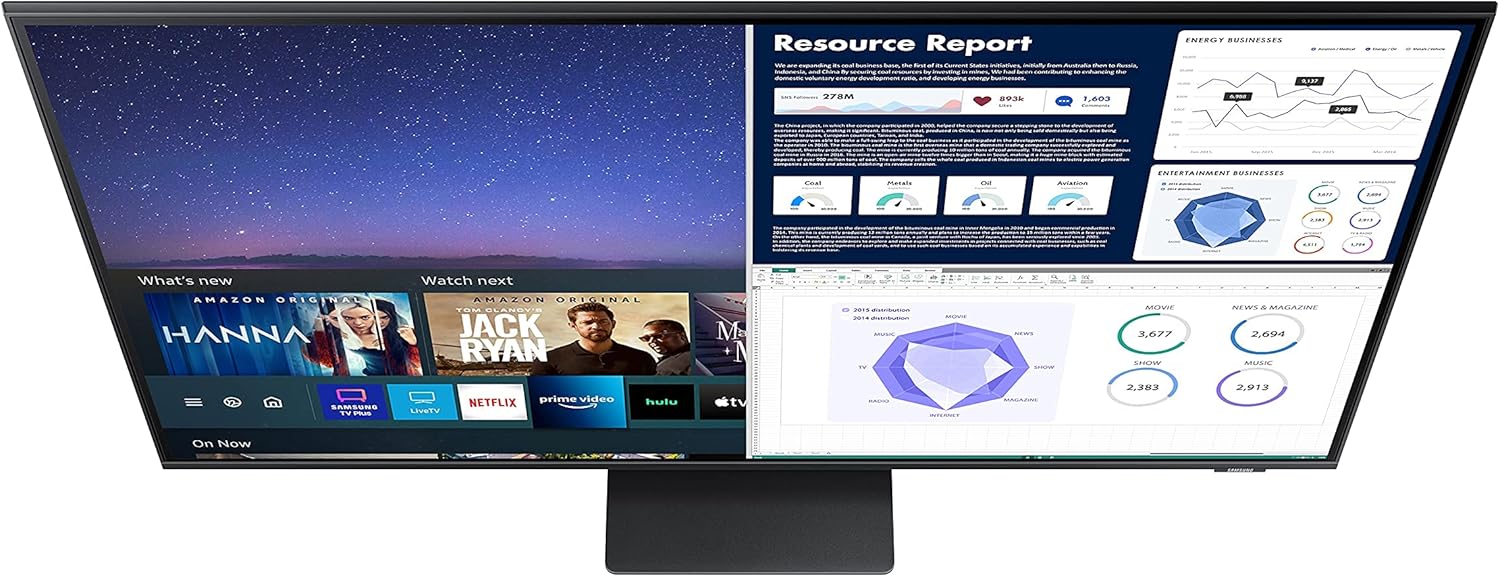 Samsung 43-Inch Class Monitor M7 Series - UHD Smart Monitor LS43AM702UNXZA, 2021 Model (Renewed)