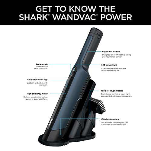 Shark WANDVAC Cordless Hand Vacuum, Ultra-Lightweight & Portable with Powerful Suction & Tools