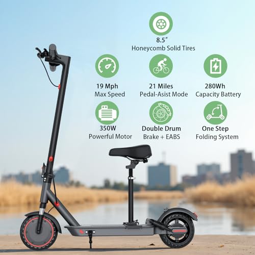 KEQ Electric Scooter for Adults Commuting, Foldable and Portable 8.5"/10" Tires,19/22Mph,350W/500W Motor, 21-30 Miles Range,Foldable E-Scooter with Dual Brake and Suspension,APP Control（K01Pro/KL09）