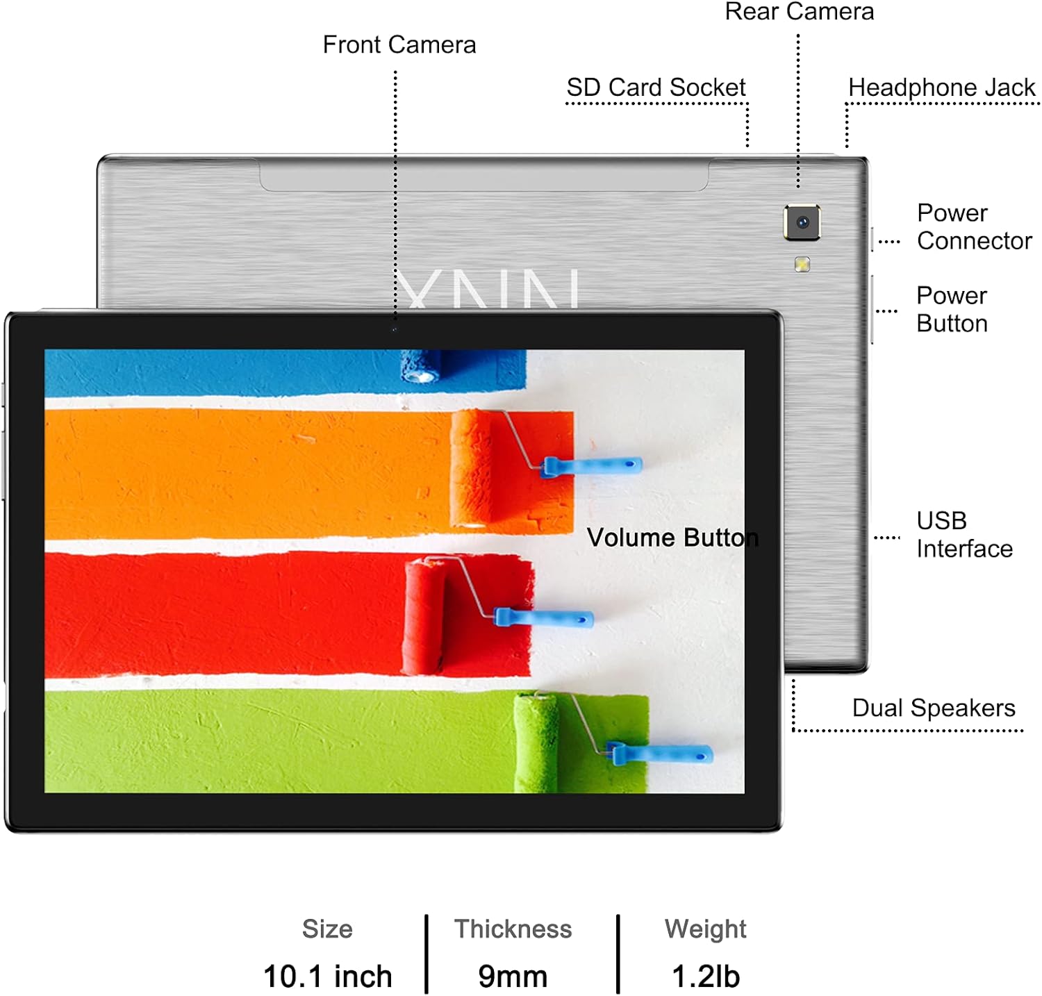 Tablet 10 Inch, Android 10.0 Tablet 2GB RAM 32GB ROM Octa-Core Processor, Expandable Storage 128GB, IPS HD Display 6000mAh Battery, 5MP + 13MP Dual Cameras, WiFi Bluetooth Google Gaming Tablets(Gray)