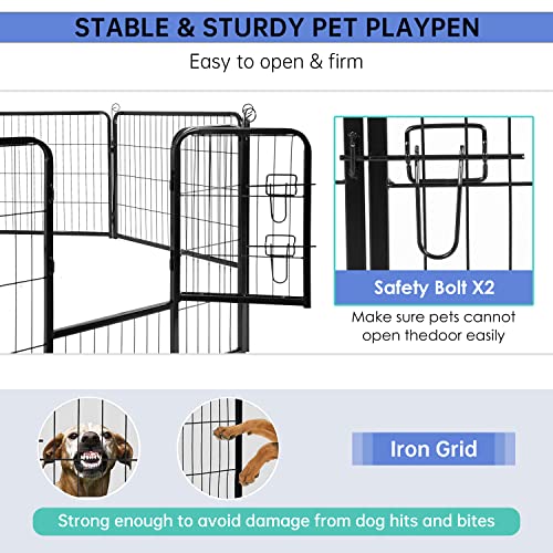 BestPet Dog Playpen Indoor 40 inch 16 Panels Metal Dog Pen Pet Dog Fence Outdoor Exercise Pen with Doors,Pet Puppy Playpen for RV Camping Yard, Black