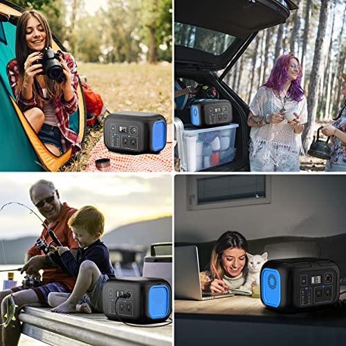 Portable Power Station 97Wh Power Bank 26400mAh Battery Pack Fasting Charging 150W AC Outlet Solar Generators with Wireless Charging Battery Bank LED Flashlight Power Supply for Camping RV Emergency