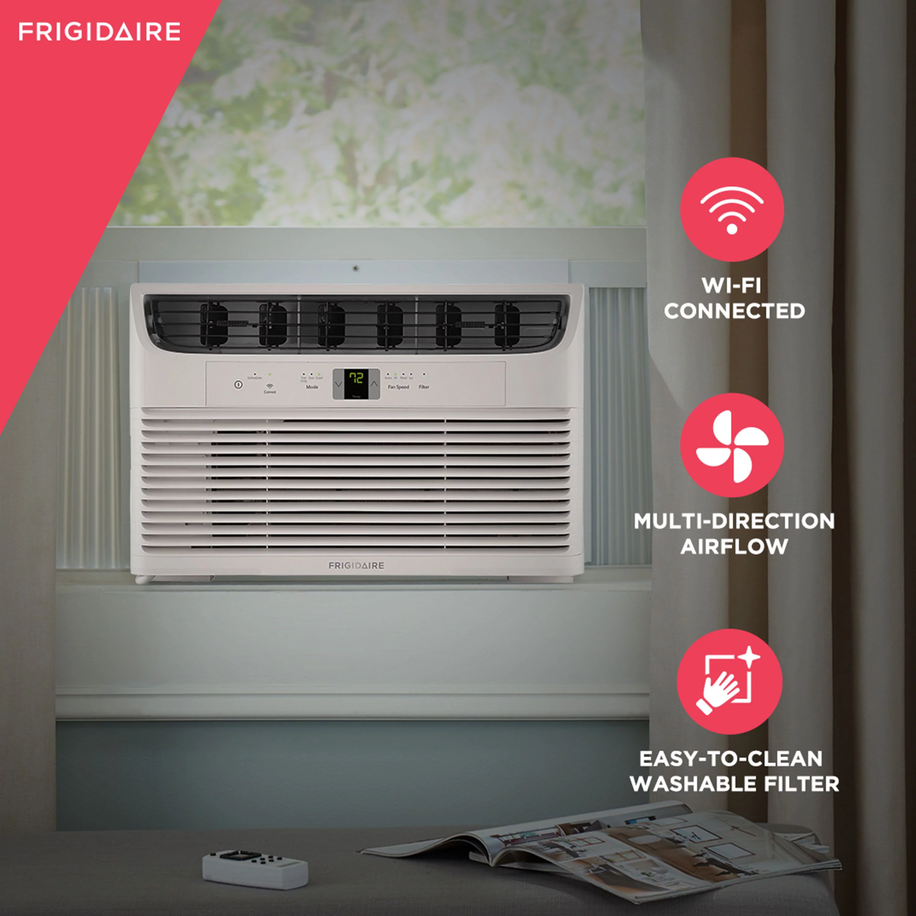 Restored Frigidaire 12,000 BTU 115-Volt Window Air Conditioner with Remote, WIFI, White, FHWW122WCE (Refurbished)