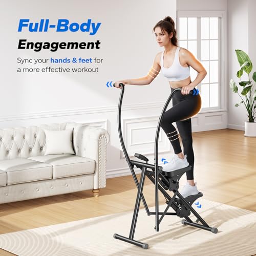 MERACH Stair Stepper for Home Gym Exercise, New Version Vertical Climber Machine for Full-Body Workout, Compact Folding Cardio Exercise Climber with Extended Step Range, Adjustable Handlebar & Pedals