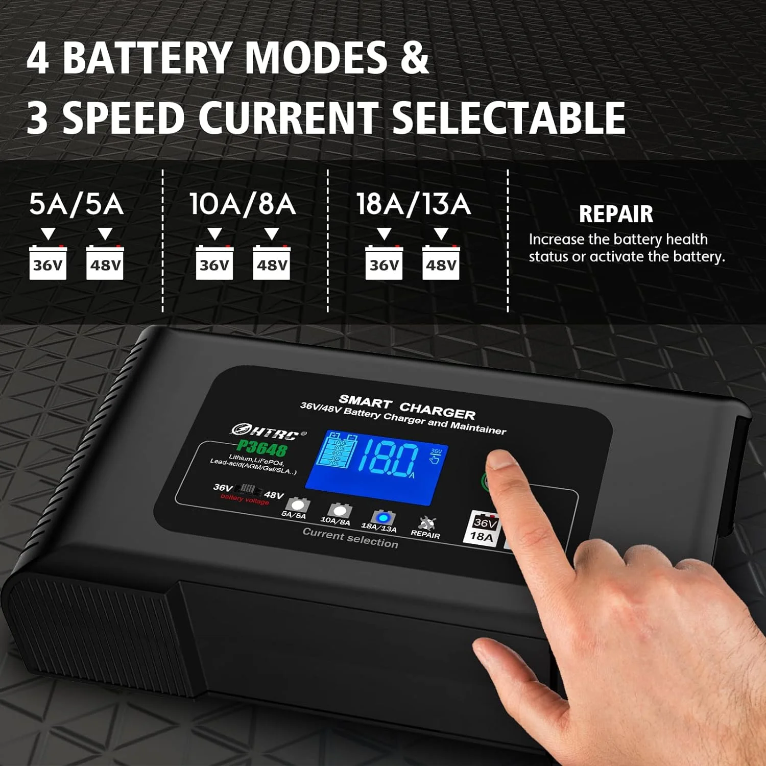 Golf cart Battery Charger, 48V 13A and 36V 18A Trickle Battery Charger,48 Volt cart Golf Charger,for 48 Volt Club Golf Car,Lithium,LiFePO4,Lead-Acid AGM/Gel/SLA..Battery Charger,3 Pin Round Plug - Curated Treasures Market